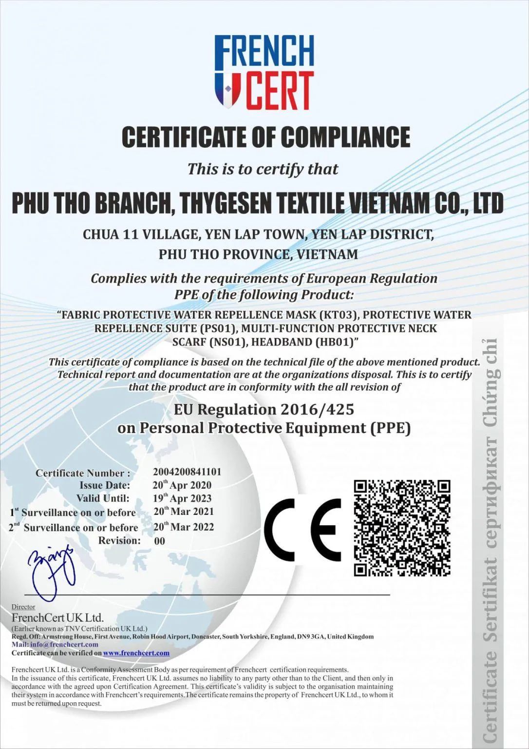 CE Marking Clothing Manufacturer Thygesen Vietnam 