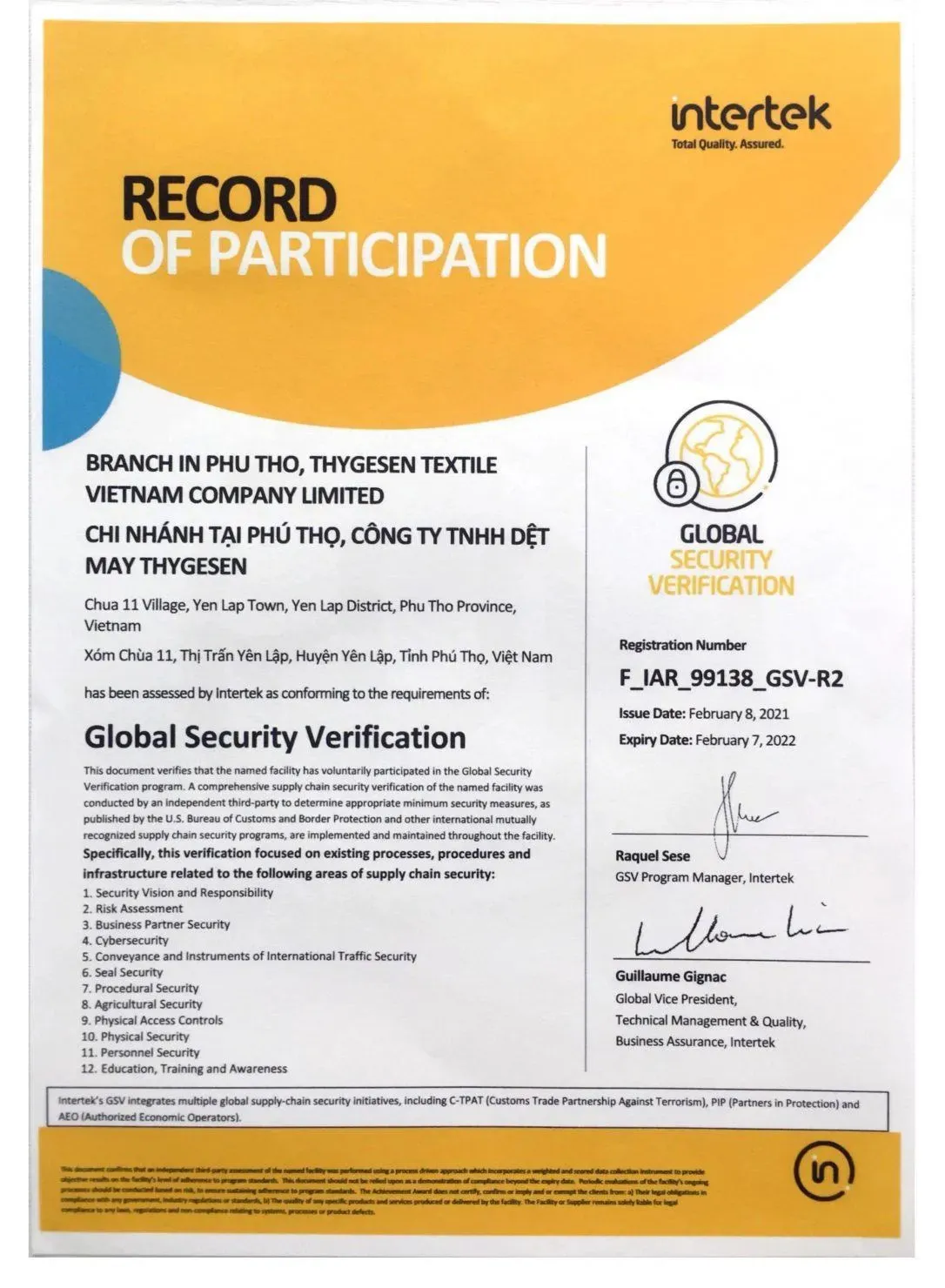 The Global Security Verification (GSV) Standard