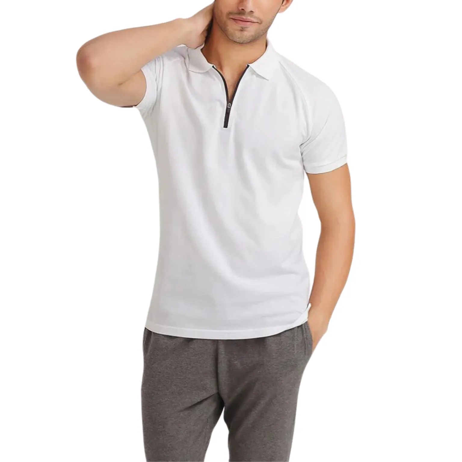 Zipper Polo Shirts manufacturing with trendy design
