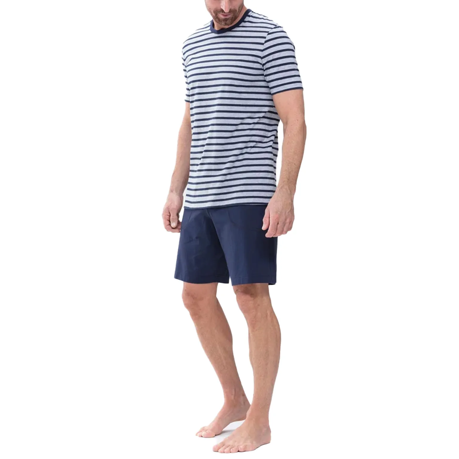 custom men striped pajama manufacturing v neck shirt loungewe set short