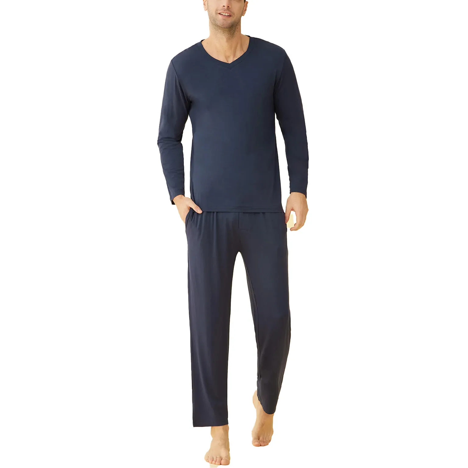 custom men long sleeve pajama manufacturing cotton soft sleepwear